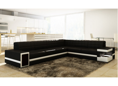 Skórzana Sofa Sofa Sofy Podkładka Siedziba Narożnikowa kanapa Żywy krajobraz Big XXL