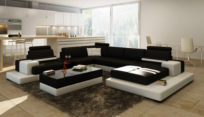 Modern XXL Big Żywy krajobraz Sofa Podkładka Narożnik Sofy Ustawić
