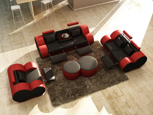 Designerska Podkładka Zestaw sofowy Zestaw XXL Skórzana Sofa Kanapa 3+2+1 Nowoczesna Sofa Sofy