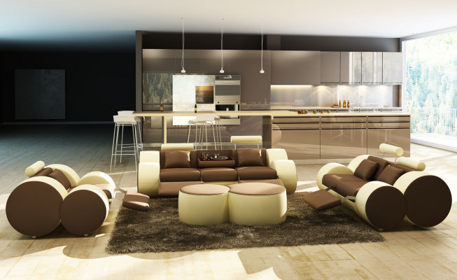 Designerska Podkładka Zestaw sofowy Zestaw XXL Skórzana Sofa Kanapa 3+2+1 Nowoczesna Sofa Sofy