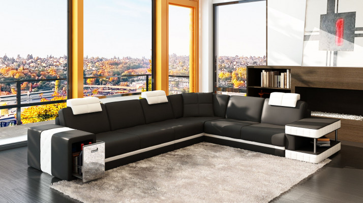 Skórzana sofa sofa podkładka narożna siedziba zestaw narożny salon