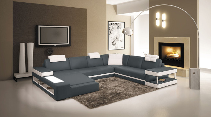 Sofa skórzana duża XXL Siedziba Podkładka U Shape Ustawić Sofy Skóra