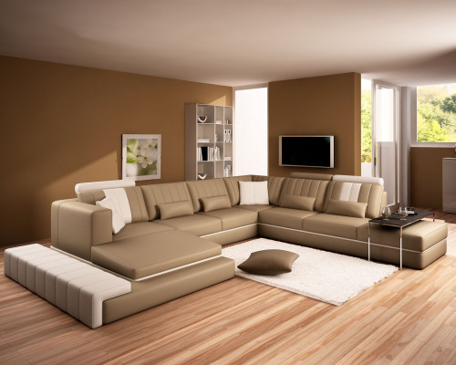 XXL Design Podkładka Ustawić skórzaną sofę Kanapa Kształt U Nowoczesna Sofa