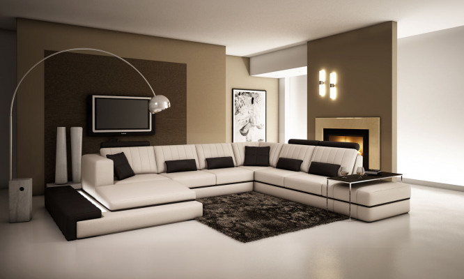 XXL Design Podkładka Ustawić skórzaną sofę Kanapa Kształt U Nowoczesna Sofa