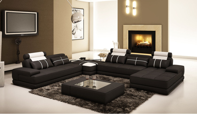 Projektant Podkładka Skórzana Sofa Kanapa Kształt U Nowoczesna Sofa Żywy krajobraz