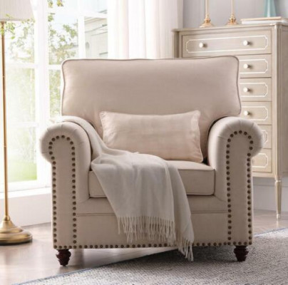Fotel Materiał Sofa Jednoosobowa Meble Relaks Siedziba Design Couch Lounge Włókienniczy wiejski dom