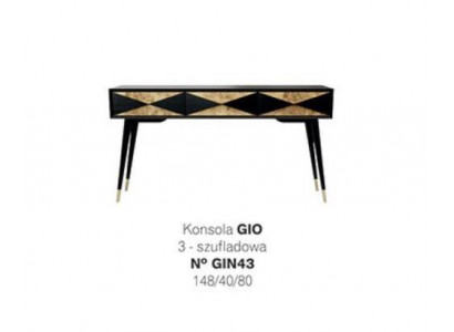 Luksusowy Stół konsolowy Tabela konsola Kredens Stolik boczny Drewno Modern Gold Design