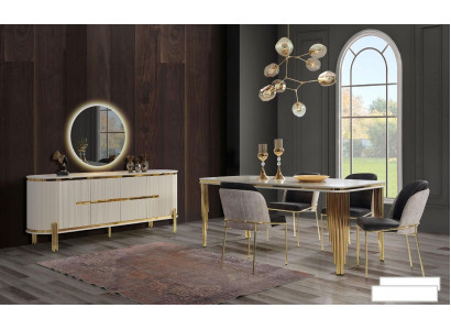 Meble metalowe do jadalni Ustaw Tabela Krzesło Zestaw Kredens zestaw do jadalni Krzesła 6-częściowy.