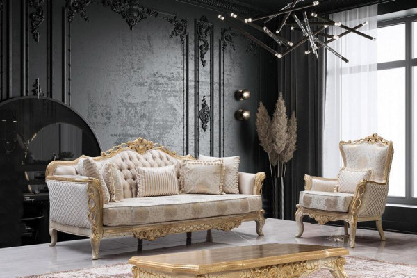 Chesterfield Barokowa kanapa Klasyczne meble do salonu Kompletny zestaw 5 sztuk