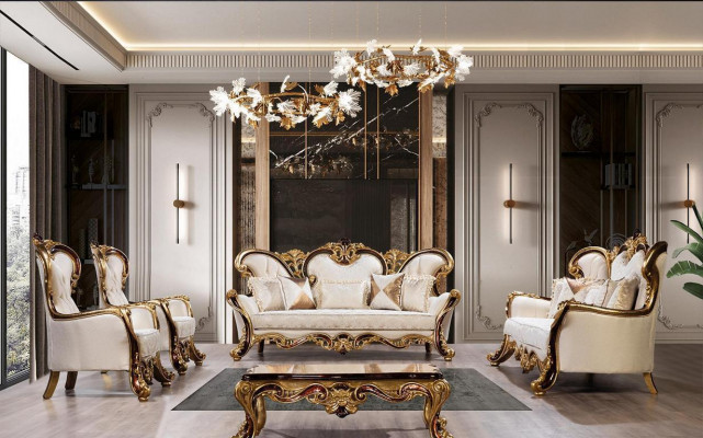 Zestaw Sof Royal 3+1 miejsce do siedzenia Sofa Fotel Classic Design Luksusowy Salon