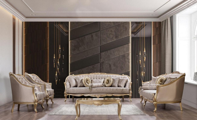 Ustawić Zestaw sofowy 3+1 miejsce do siedzenia Salon Klasyczny Design Zestaw Sofowy Fotel