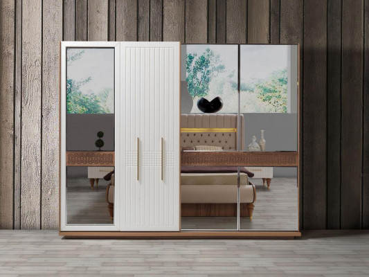 Sypialnia Luxury Szafa Drewno ze Szkło Design Nowoczesna nowość