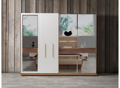 Sypialnia Luxury Szafa Drewno ze Szkło Design Nowoczesna nowość