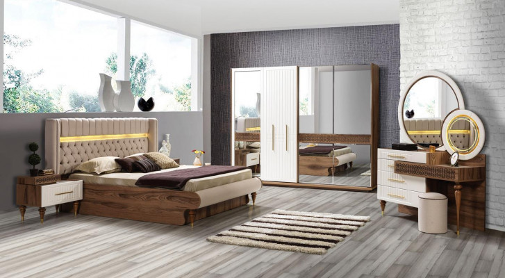 Sypialnia Luxury Szafa Drewno ze Szkło Design Nowoczesna nowość