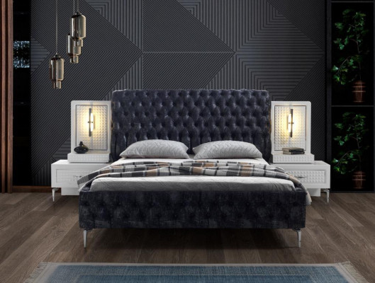 Elegancki zestaw do sypialni Chesterfield w Czarnym I Białym