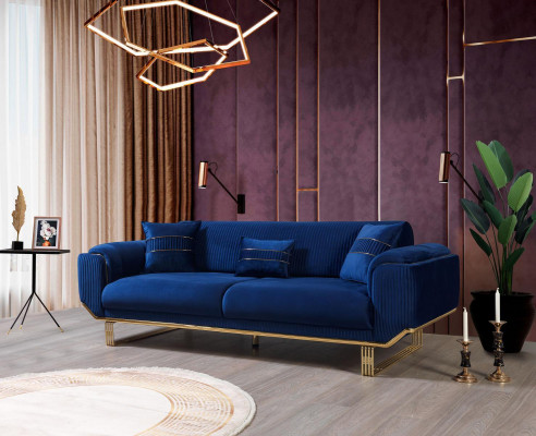 Niebieska Sofa Sofa do Salonu Sofy 3-osobowe Kanapa Designerska Podkładka Sofy Włókiennicze Nowość