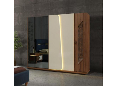 Sypialnia Szafa Szafa Drewno Design brązowe luksusowe Szafki LED