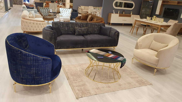 Sofa do salonu 3 miejsce do siedzenia Blue Meble Luxury Couches xxl Meble Couch Sofy