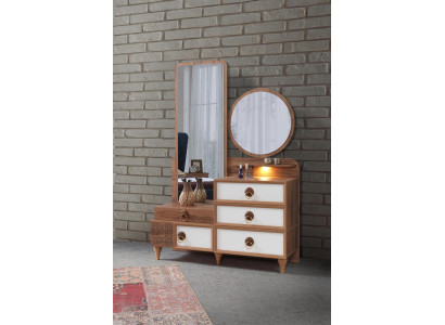 Komoda Chambre à Coucher Avec Miroir Bois Meuble Luxe Meuble 2-częściowa Ensemble Neuf