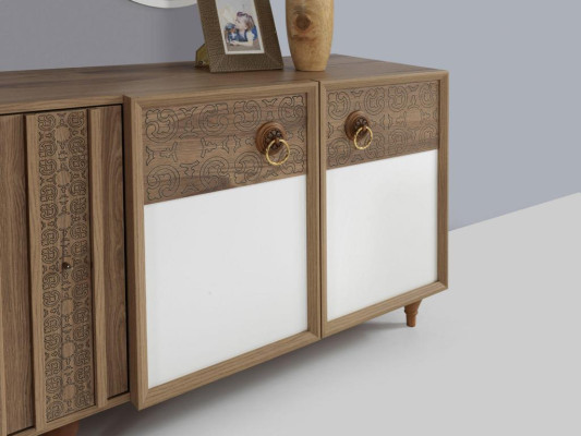 Pokój dzienny Kredens z Lustro Ustawić Drewno Brown New Modern Luxury