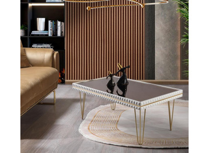 Szafka kawowa do salonu Tabela Design Meble Luxury 111x64 Sofa Biały