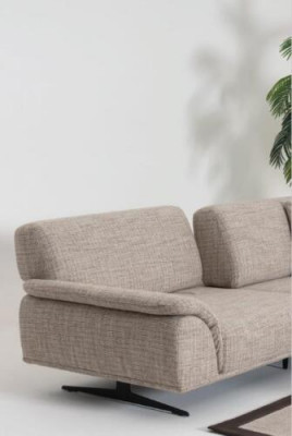 Żywy krajobraz Narożnikowa kanapa Ustawić Design Nowoczesny stolik kawowy Brown 2-częściowy