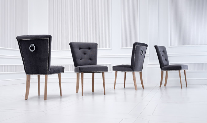 Designerskie fotele Chesterfield Krzesło z Knocker jadalnia z tapicerowanym siedziskiem