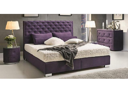 Continental Box Spring Wysokie podwójne łóżko Podkładka Skóra Włókienniczy Łóżko New