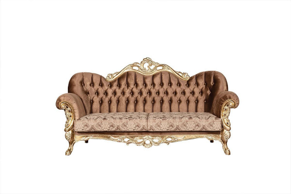 Zestaw kanapowy Złoty Aksamit Chesterfield Zestaw sofowy Sofa Meble Drewno 5szt