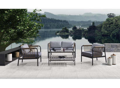 Design Sofa 2 miejsce do siedzenia Materiał 2x Fotel Podkładka Sofy Włókien stolik kawowy Nowość