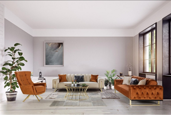 Designerski Chesterfield, 3-częściowy. Ustawić 2x 3 miejsce siedzące Sofa Fotel Nowoczesna trzyosobowa sofa