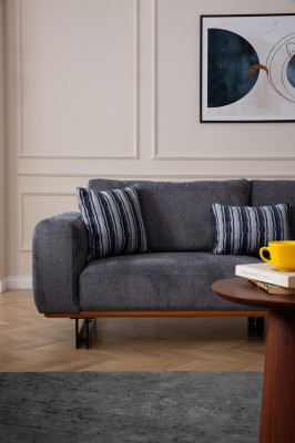 Kanapa 230cm Poduszka siedziska 3 miejsce siedzące Sofa Szara Designerskie Meble Salon