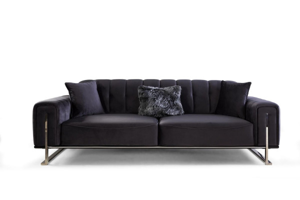Designerska Sofa 3 miejsce do siedzenia Nowoczesne Meble Czarny 240cm Duży Salon xxl
