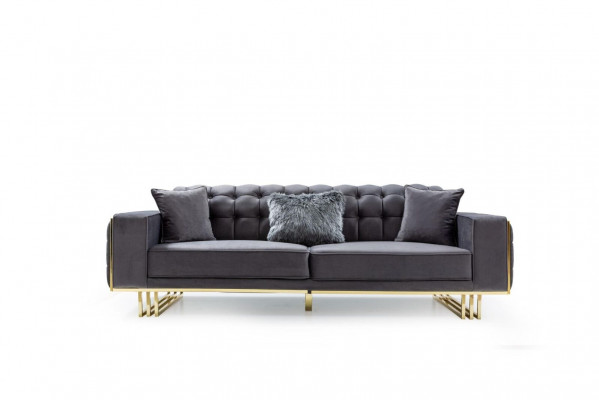 sofa Luksusowe Meble Salon Stopy 240cm Kanapa Sofy Kanapy 3 miejsce do siedzenia