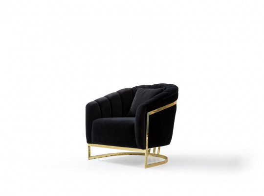 Ekskluzywne Fotel Luxury Black Elementy Stal nierdzewna Longe Club Meble