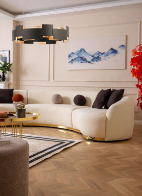 Designerski zestaw do salonu Nowoczesny Zestaw sofowy Okrągły sofa + 1 miejsce do siedzenia 2-częściowe