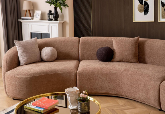 Designerska sofa Okrągłe brązowa Zestaw narożny Nowoczesne Meble do salonu luksusowe kanapy