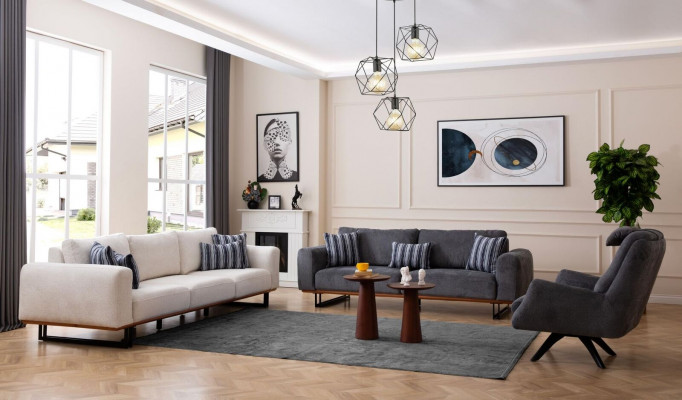 Design Zestaw sofowy zestaw do salonu Modern Obcios 4+3+1 Siedziba 3-częściowy.