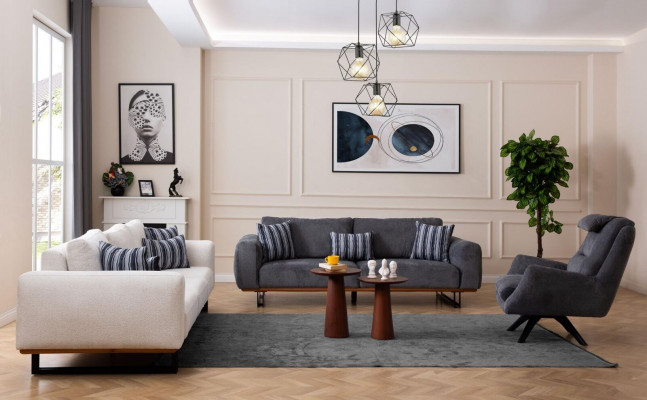 Design Zestaw sofowy zestaw do salonu Modern Obcios 4+3+1 Siedziba 3-częściowy.