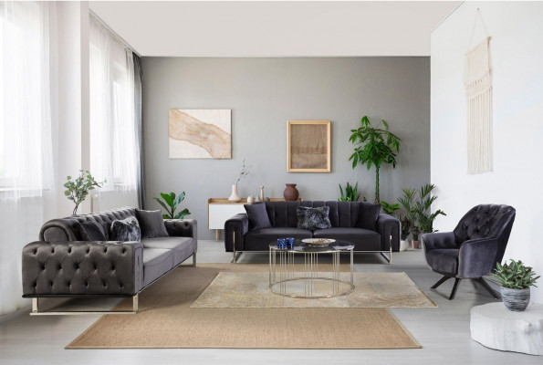 Designerski zestaw do salonu Zestaw sofowy 3+3+1 Siedziba Meble Obcios 3-częściowy.