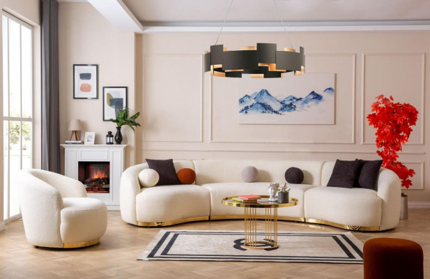 Designerski zestaw do salonu Nowoczesny Zestaw sofowy Okrągły sofa + 1 miejsce do siedzenia 2-częściowe
