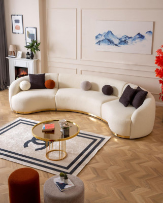 Designerski zestaw do salonu Nowoczesny Zestaw sofowy Okrągły sofa + 1 miejsce do siedzenia 2-częściowe