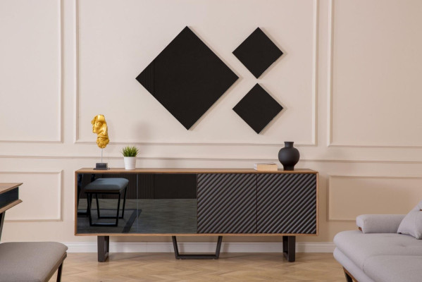 Designerski zestaw do jadalni 4-częściowy kredens z 3x Lustro Modern style nowość