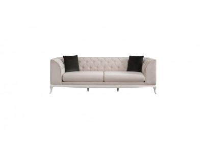 Sofa materiałowa do salonu Trzyosobowa kanapa Chesterfield Sofa 3 miejsce do siedzenia Beżowy materiał