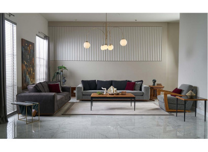 Sofy tapicerowane Kompletny zestaw kanap Sofa Sofa materiałowa Szara Zestaw 4 sztuki Nowość