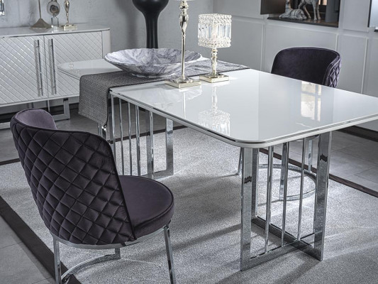 jadalnia Meble Luxury Kompletny Stół obiadowy Kredens z Lustro Design 4x Krzesła