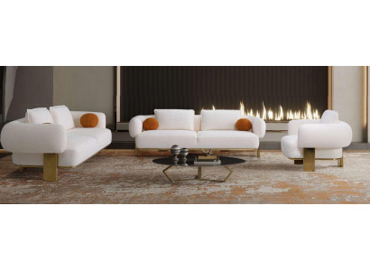 Zestaw sofowy 2x trzyosobowy komplet wypoczynkowy z poduszkami na siedzisko 3-częściowa designerska sofa nowa do salonu