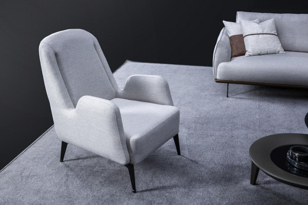 Designerski Szary Fotel Luksusowy 1 miejsce siedzące PolsterFotel Włókienniczy PolsterFotel