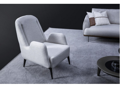 Designerski Szary Fotel Luksusowy 1 miejsce siedzące PolsterFotel Włókienniczy PolsterFotel