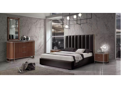 Kompletny Zestaw Sypialnia Designerskie Meble Podwójne łóżko 2x Szafki nocne 5szt